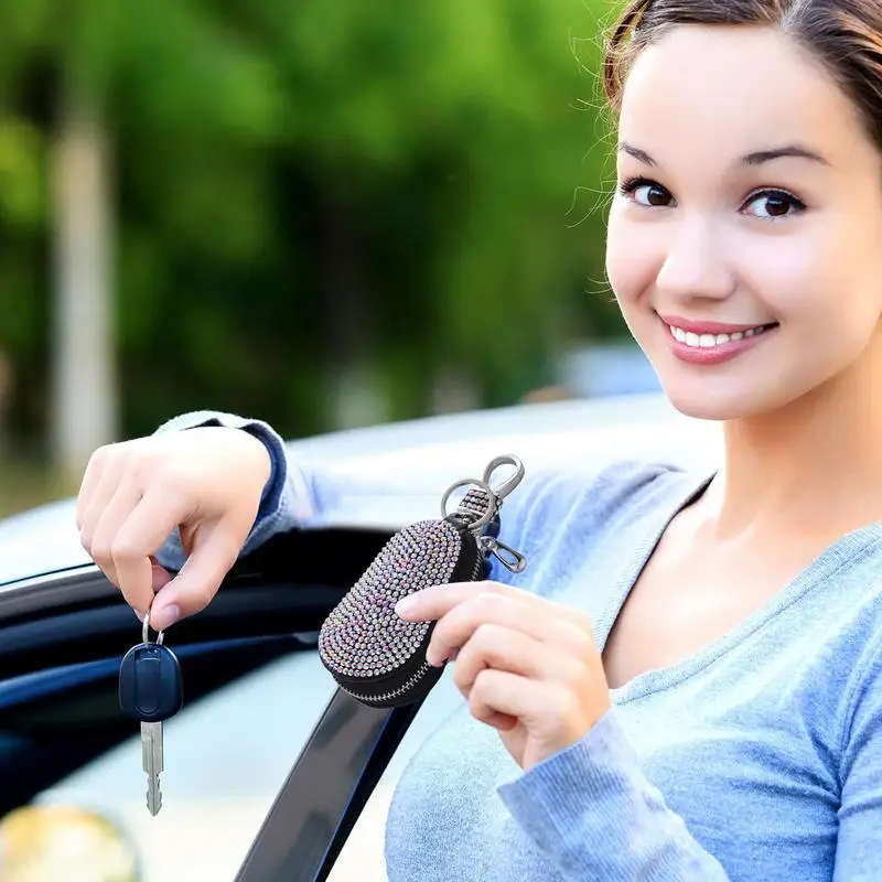 

Car Key Case PU Gourd Shape Car Key Bag Creative Key Ring Protector Multifunctional Rhinestones Design Car Key Case for Men