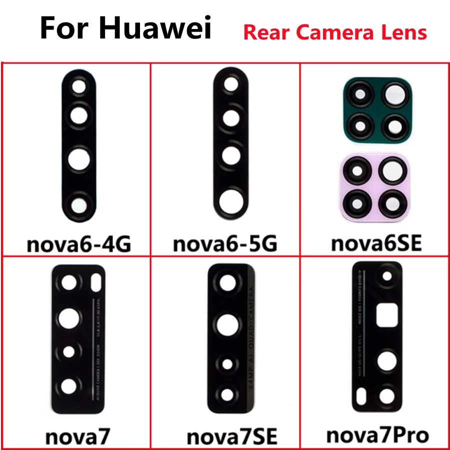 

Nova 5T Back Rear Camera Glass Lens For Huawei Nova 5 6 7 Pro 5T 6 4G 6 7 Se Rear Back Camera Lens Repalcement