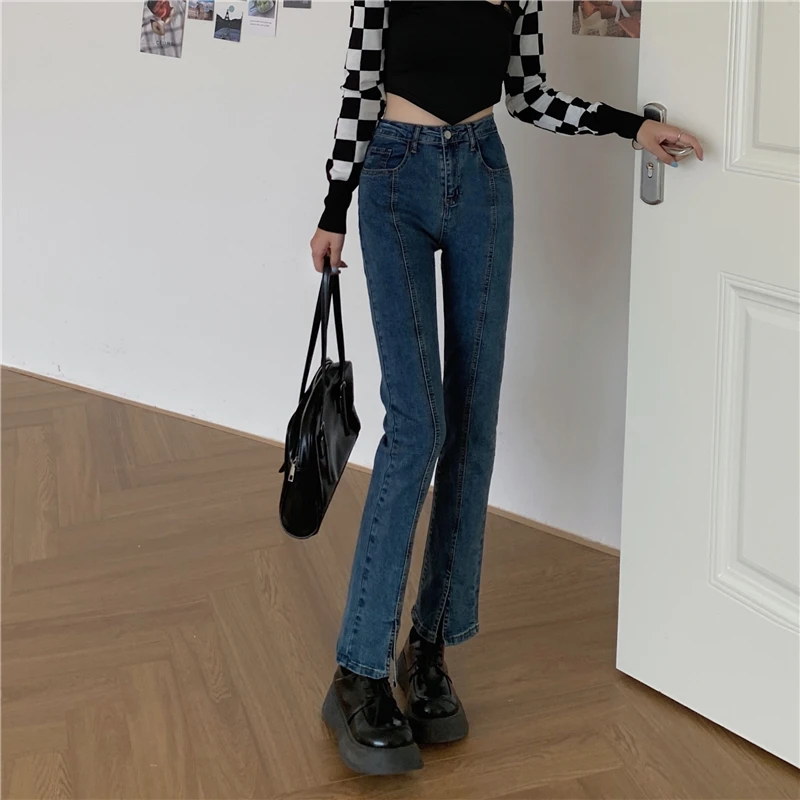 

DD2364 New Korean version of wild high-waisted slim-fit trousers jeans