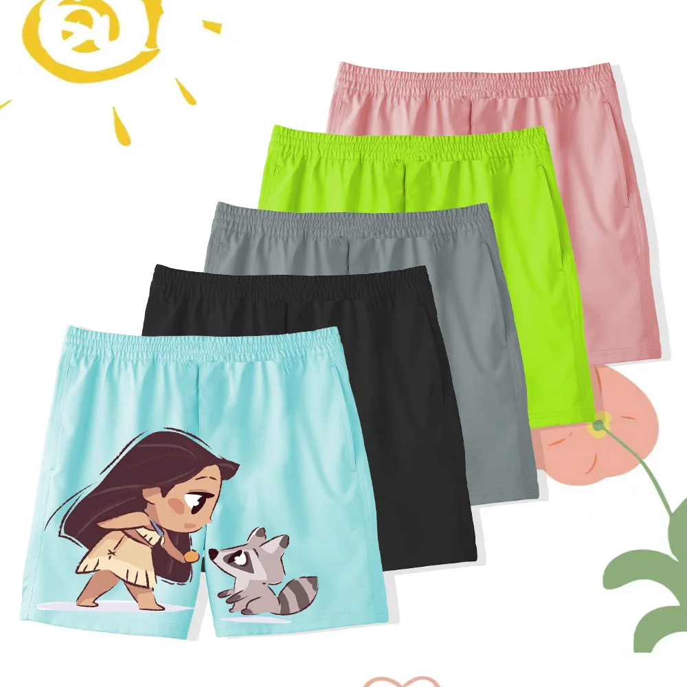 Пляжные Шорты Принцессы Диснея Для Девочек Удобные В Спортивном Стиле С Принтом