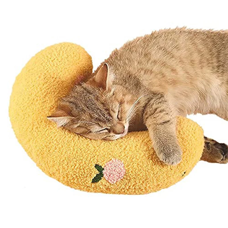 Pet Sleeping Pillow Ultra Soft Fluffy Dog Cat Fashion Cute U-shaped Pillow Calming Deep Sleep Toy Headrest Small Animals Supplie