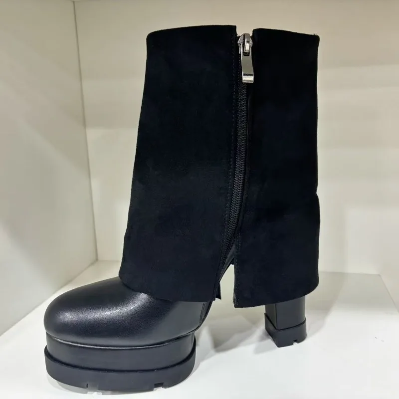 Новые черные модные ботинки на средней подошве с заклепками и стразами