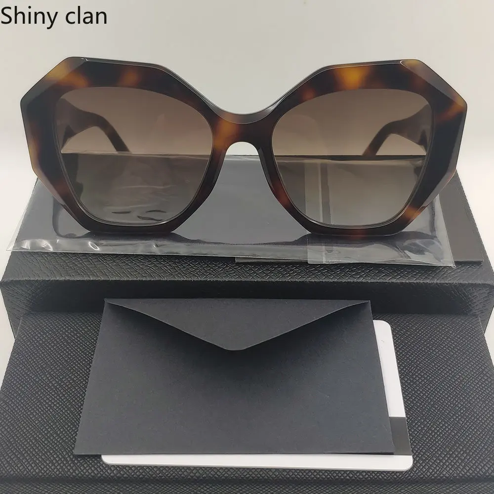 

Hot 2023 Shades Black Acetate Sunglasses Chestnut Personality for Women Men Brand Designer Summer Girls Polygon For Sun Glasses