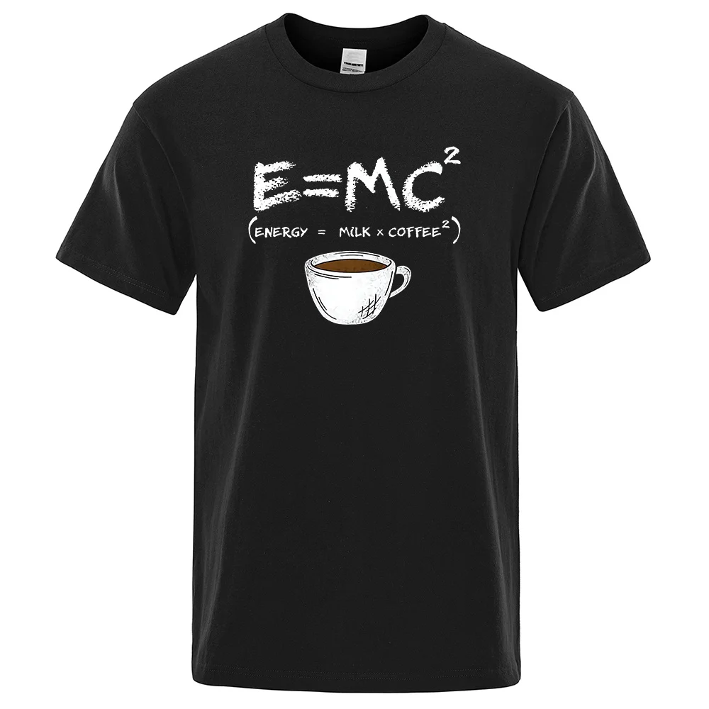 

Energy=Milk+Coffee Printing Men Tshirt Casual Breathable Tshirts Funny Cotton Loose Tees Shirts Street Oversized T-Shirts Man