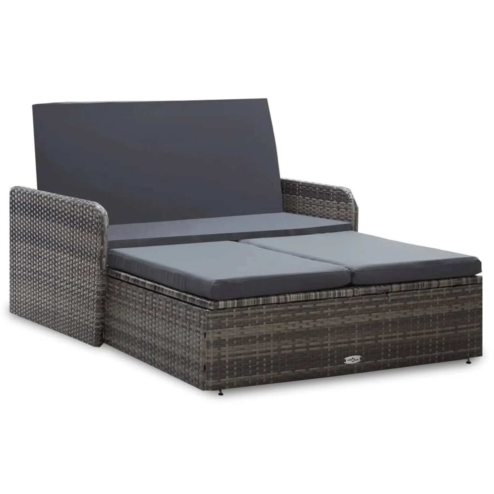 

2 Piece Garden Lounge Set with Cushions Poly Rattan Gray
