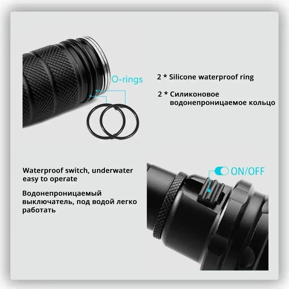 Мощный Фонарик Для Дайвинга Ip68 Профессиональный Водонепроницаемый Фонарь