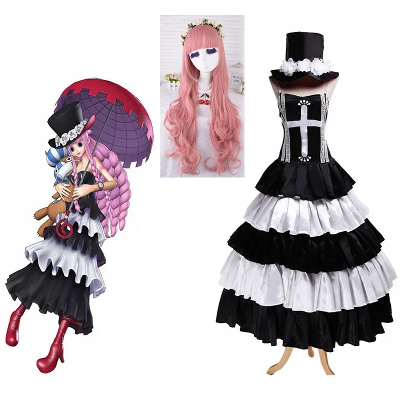 

Perona Halloween Costumes For Women Hot Anime Costume Ghost Princess Dress Perona Cosplay Costume Dress With Hat and Wig