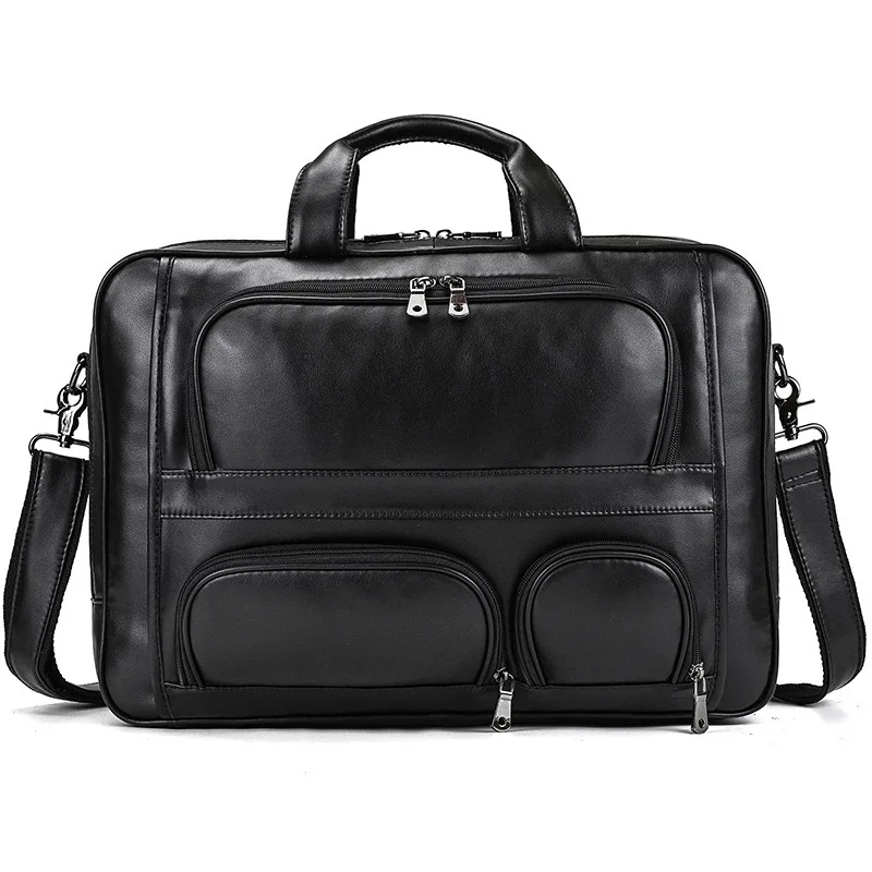 

New Design Men's Briefcase Genuine Leather Luxury Large Capacity Business Handbags 17 Inch Office Computer Crossbody Bag 3A