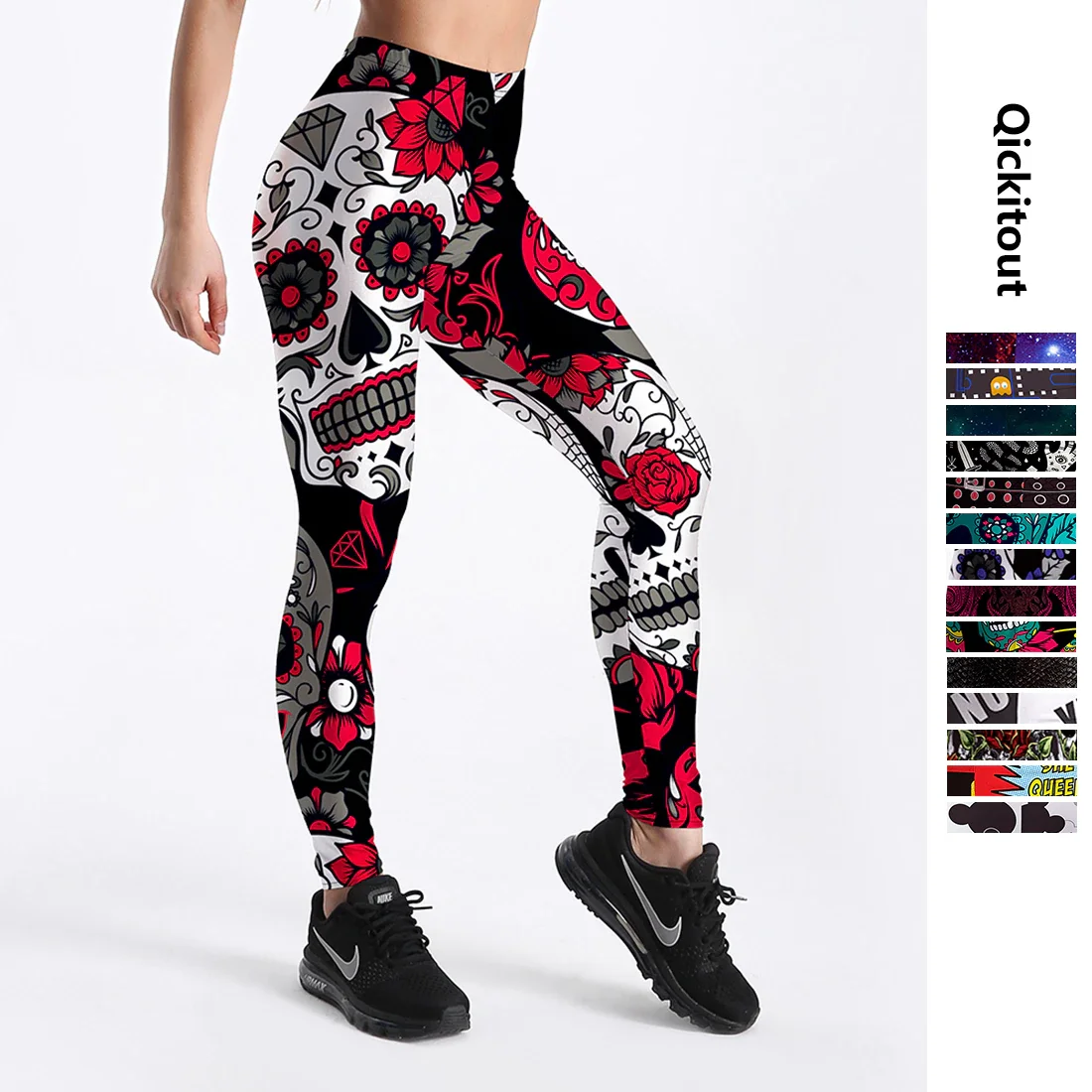 

Xfhh 12% Spandex Fashion Cartoon Ice Cream God Horse Skull Digital Printed Legging Womens Star Stretch Pants