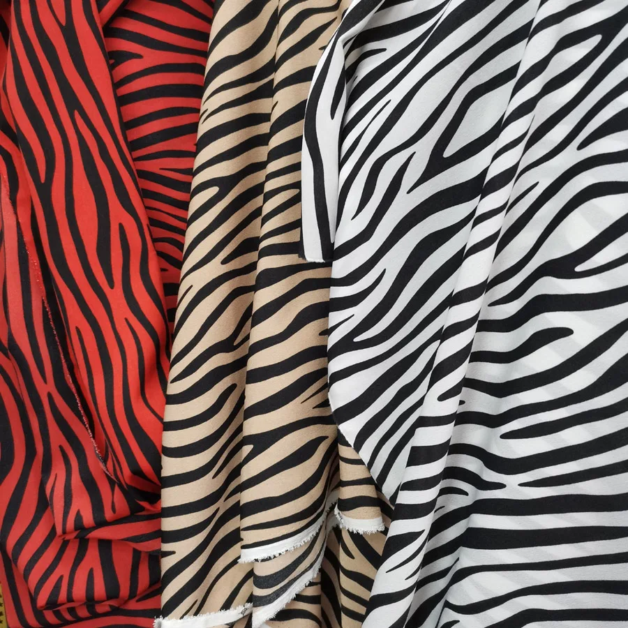 Шифоновая ткань с принтом зебры эластичный Воздухопроницаемый шарф блузка