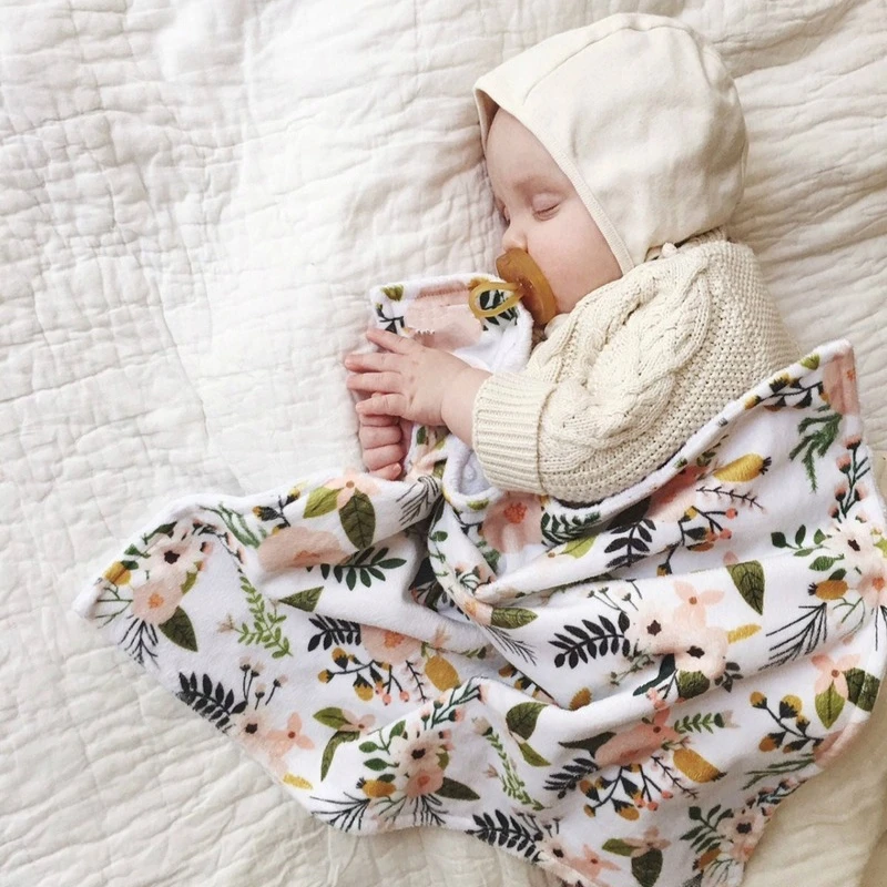 

Mini Europe Soft Blanket for Infant Baby Boy Girl Bed Baby Cart Stroller Comfort Baby Sleeping Blanket Floral Bear Swad Bedding