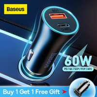 Baseus 60W Car Charger Quick Charge 4 0 3 0 For Xiaomi USB Type Fast Car Phone Charger For iPhone Pro Max Xiaomi