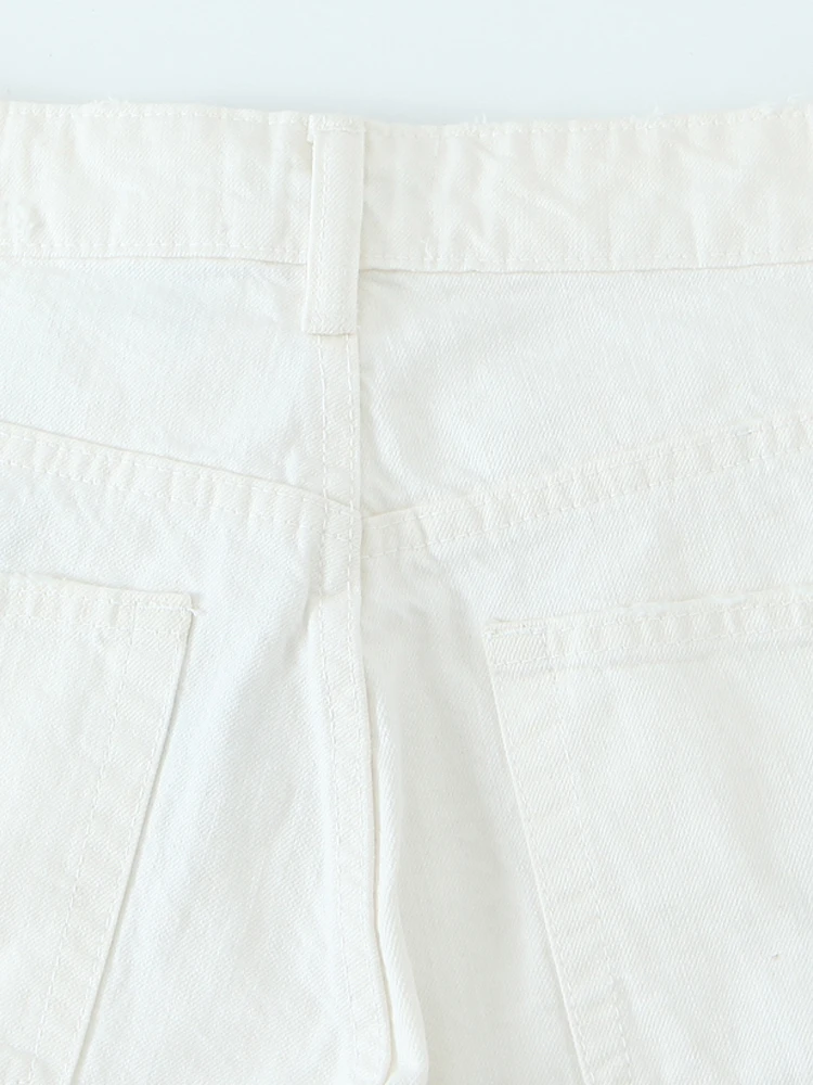 PAILETE Women 2023 fashion with pockets straight denim bermuda shorts vintage high waist zipper fly female short pants mujer