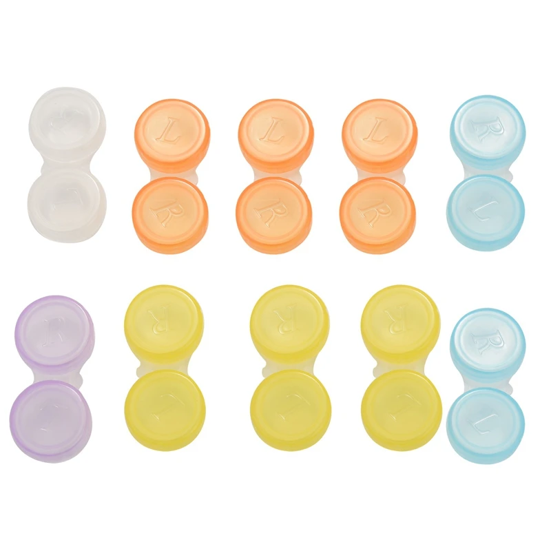 

10 X Contact Lens Cases - Colour Coded L And R Soaking Storage Cases, Random Color (Multicolor)
