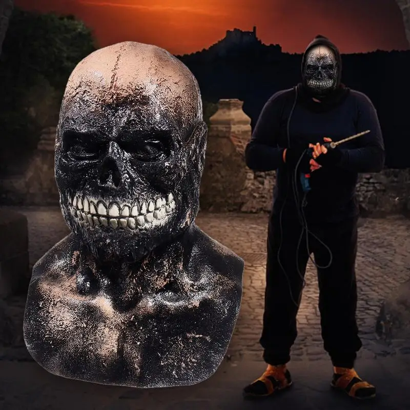 

Full Head Skull Mask Skeleton Headgear Masks Carnival Adult Realistc Anonymous Halloween Anime Horror Helmet Moveable Mouth Jaw