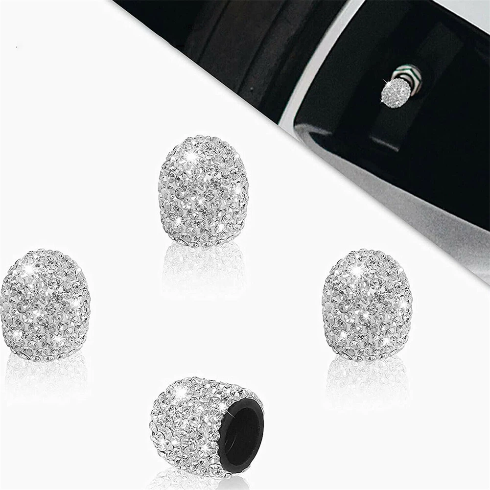 

4pcs Universal Diamond Bling Tire Air Valve Stem Cap Diamond Valve Cap For Cars SUV Truck Motorcycles Pink Car Accessories