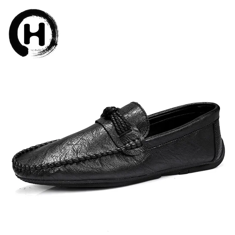 

Casual Men Glossy Shoes Leather for mens Luxury Brand Slip Formal Loafers Moccasins Italian Black Male Driving Flat Breathable