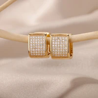 square hoop earrings for women girlfriend trendy geometry cubic zirconia female earring minimalist wedding birthday jewelry