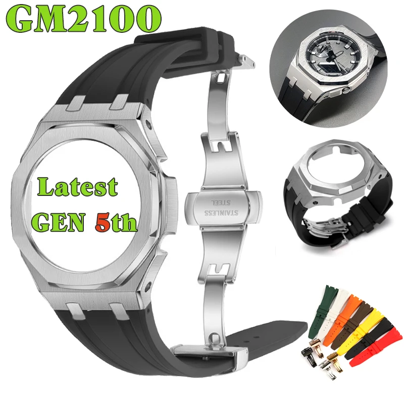 

Gen5 GM2100 Modification MOD Kit Bezel+Strap for GM-2100 Stainless Steel Case Rubber Watch Band Men Luxury Refit Accessories