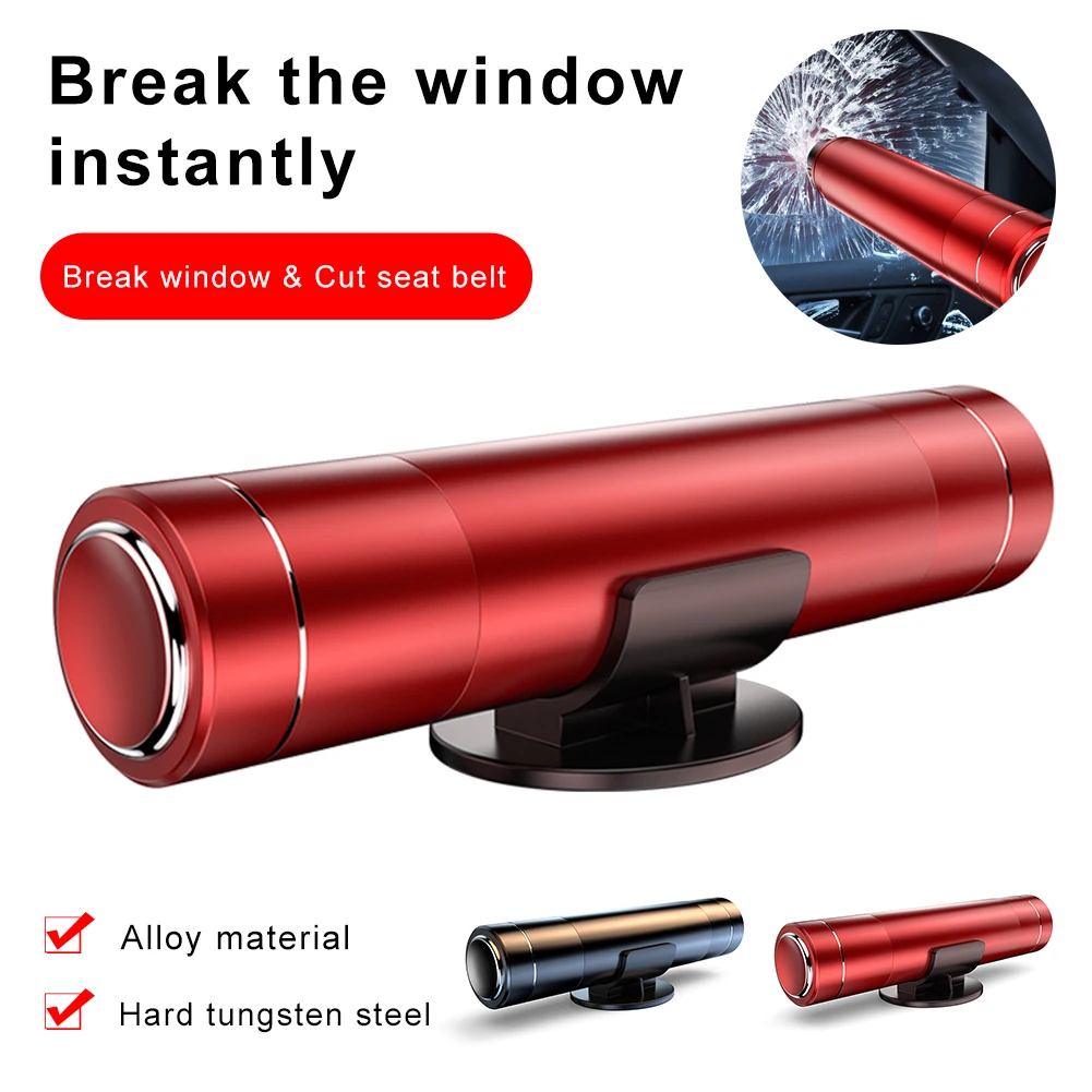 

Car Safety Hammer Emergency Window Breaker With Seat Belt Cutter Tungsten Steel Portable Glass Window Hammer Car Escape Tool