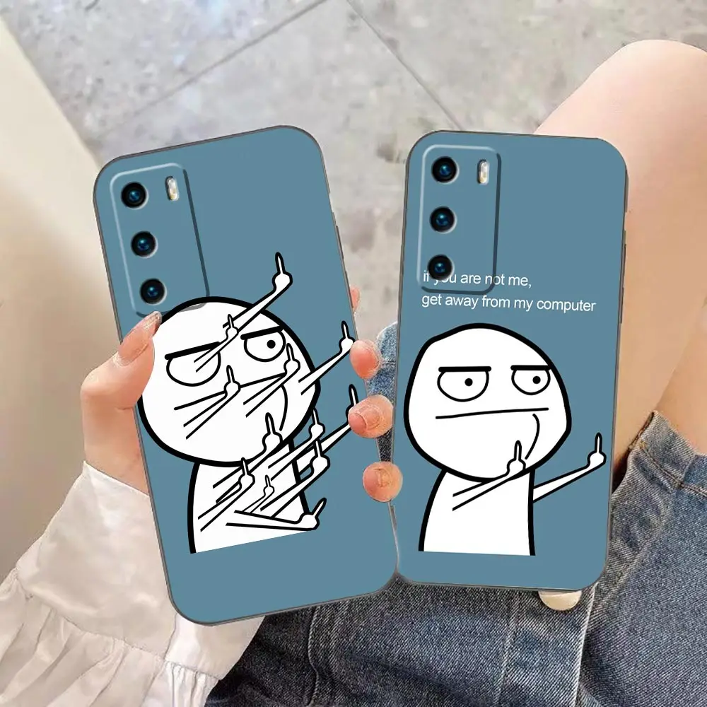 

Funda Coque Case For HUAWEI P50 P40 P30 P20 P10 P9 P8 Plus MATE 30 20 20X 10 9 8 Pro Lite Case Para Funny Cartoon Middle Finger