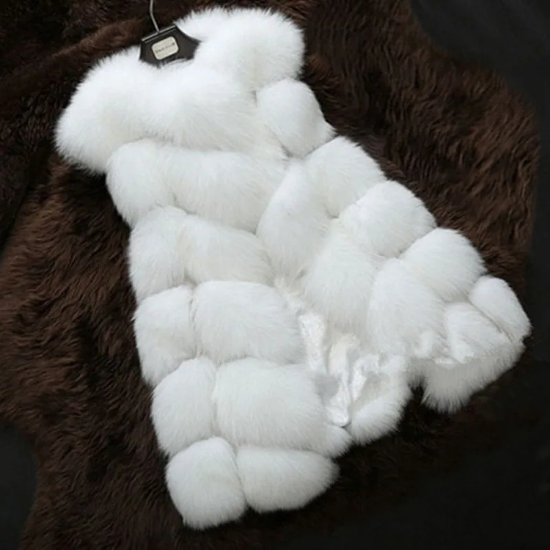 Women Faux Fur Vest  Autumn Winter Fashion New Coat Imitation Fox Fur Long Slim Tops Casual Sleeveless Jacket Big Size Clothes