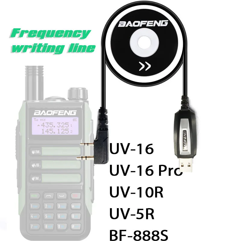 BaoFeng-Cable de programación USB para walkie-talkie, Original, con controlador de CD, para BAOFENG UV-16R Pro, UV5R/UV10R/UV16R/888S