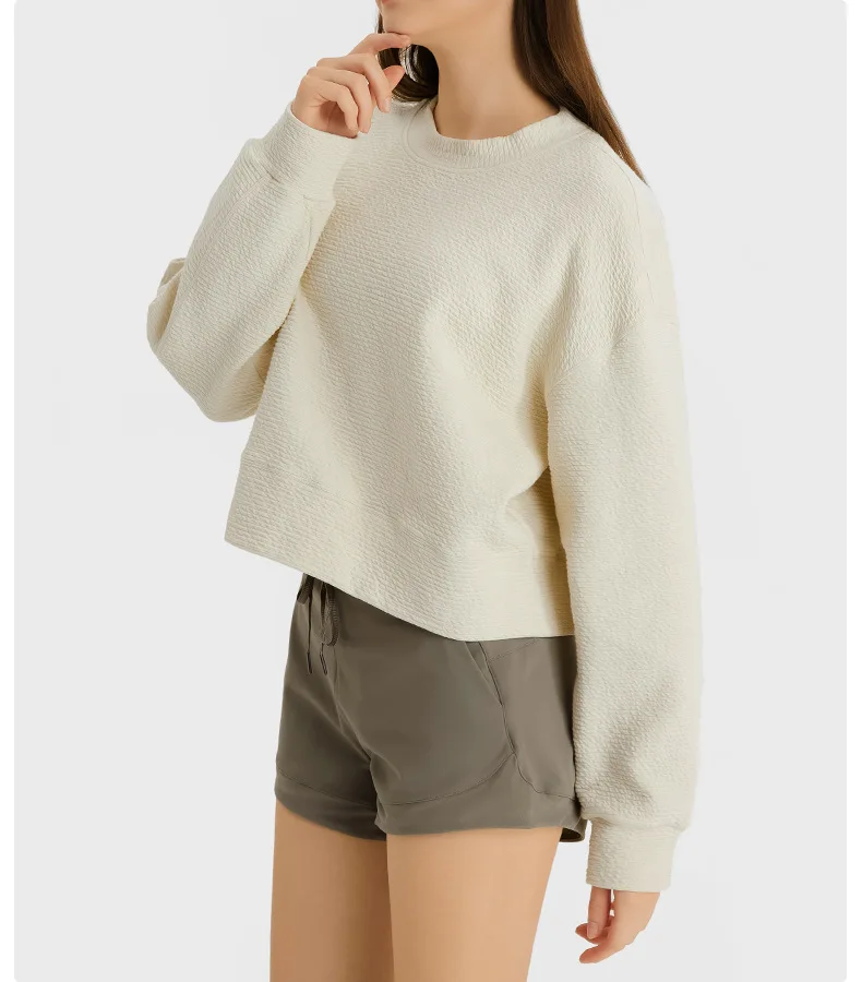 LuluSport Top Women Yoga Gym Shirts Women's Long Sleeve Top T-shirt Crop Sportswear Outdoor Fitness Jogging Leisure Pullover