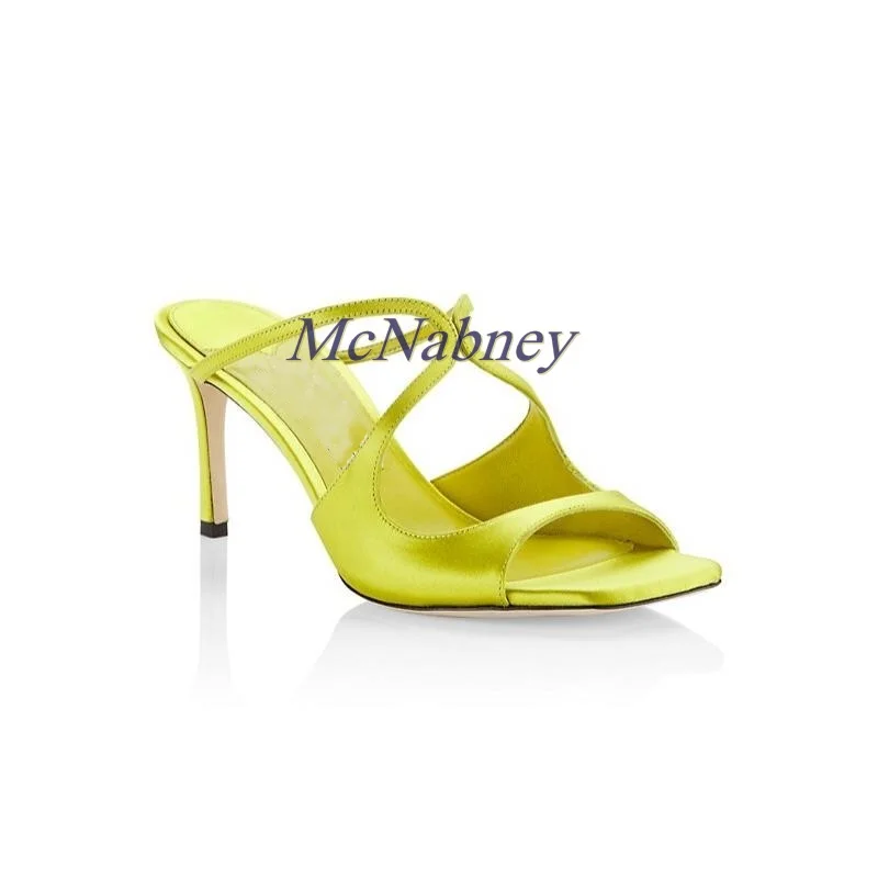 Новинка 2022 женская обувь атласные сандалии современные квадратные женские