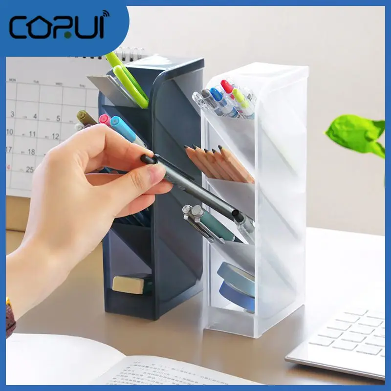 

Storage Case Desktop 4 Grid Stationery Storage Oblique Insertion Pp Plastic Pencil Holder Home Accessories Tools Desk Organizer