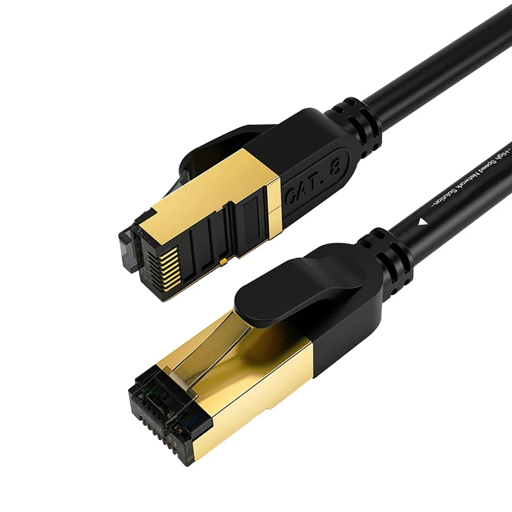 Cat8 Ethernet Cable Outdoor&Indoor Heavy Duty High Speed 26AWG Cat8 LAN Network Cable 2000Mhz with Gold Plated RJ45  SPM-217