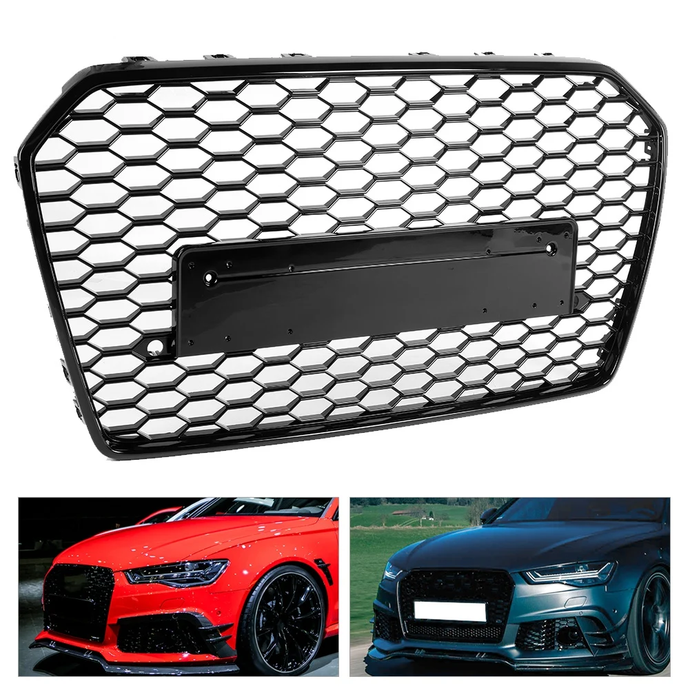 For RS6 Style Front Sport Hex Mesh Honeycomb Hood Grill Black for Audi A6/S6 C7 2016 2017 2018 | Автомобили и мотоциклы