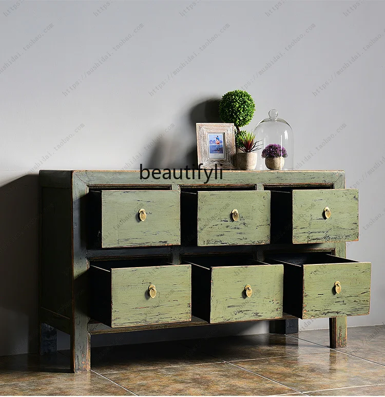 Простой Новый шкаф-сервант в китайском стиле с шестью ящиками комбинезон ретро