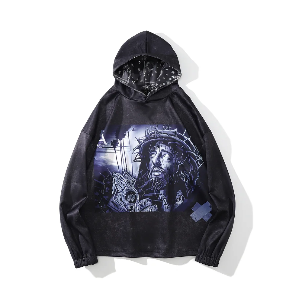 

Men Religious Characters Print Hoodie Fashion Vintage Gothic Hip Hop Hoody Trendy Casual Loose Unisex Autumn Winter Hoodies New