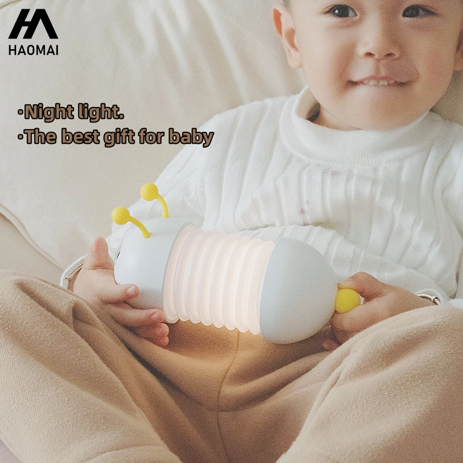 

Christmas Gift Luminous LED USB Rechargeable Caterpillar Lamp Bedroom Eye Protection Night Light Birthday Gift Outdoor Kids' Toy