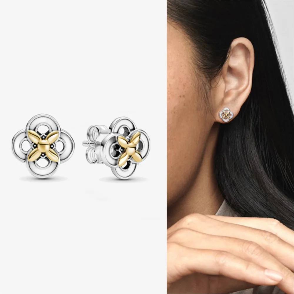 

Mybeboa Authentic 925 Sterling Silver Earrings Golgden Daisy Flower Stud Earrings Women Anniversary Engagement Jewelry Gift