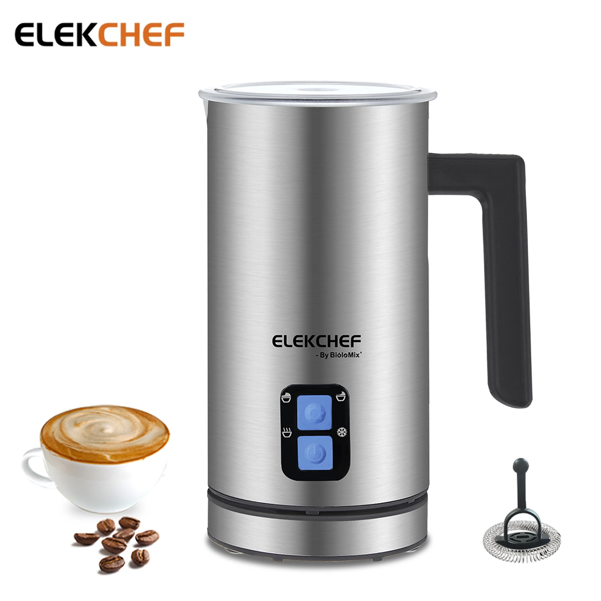 

4 in 1 Coffee Milk Frother Frothing Foamer automatic Milk Warmer Cold/Hot Latte Cappuccino Chocolate Protein powder