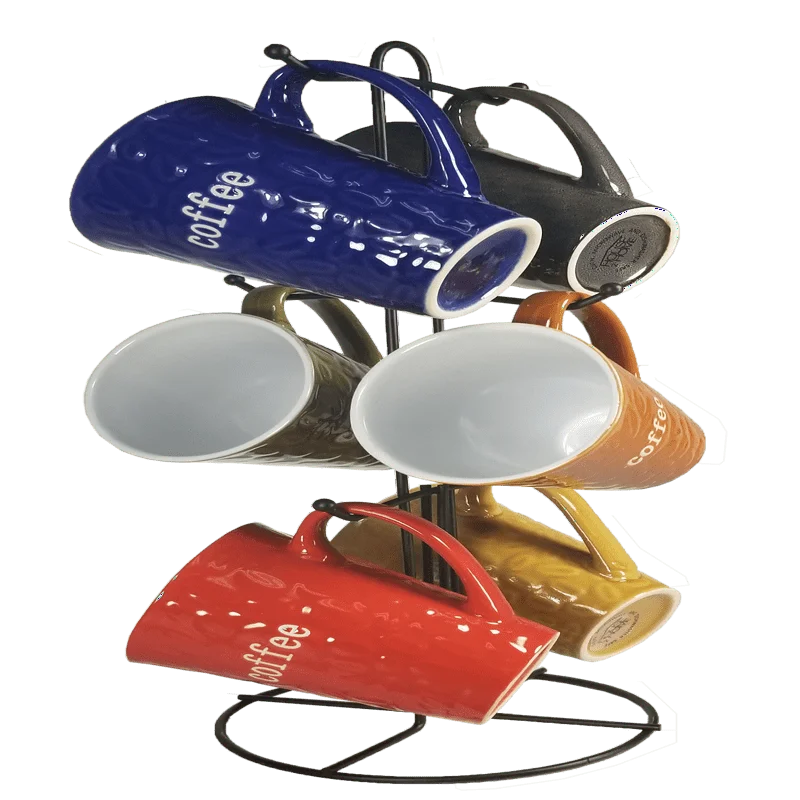 

Pc. Ceramic Coffee Mug Set with Metal Stand, 11 oz.