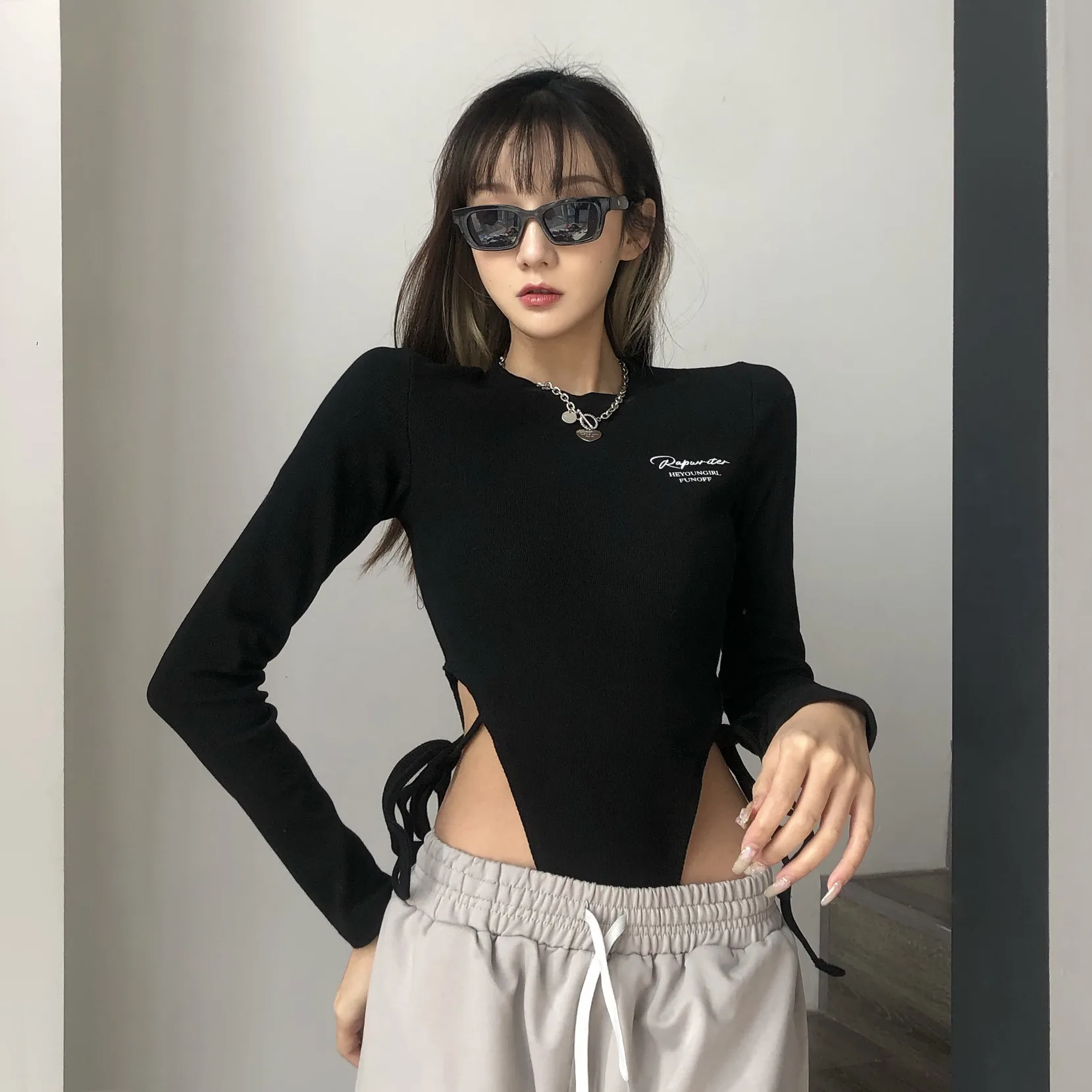 

Новый весенний пикантный Стройный пиджак с поясом и надписью на талии с длинным рукавом