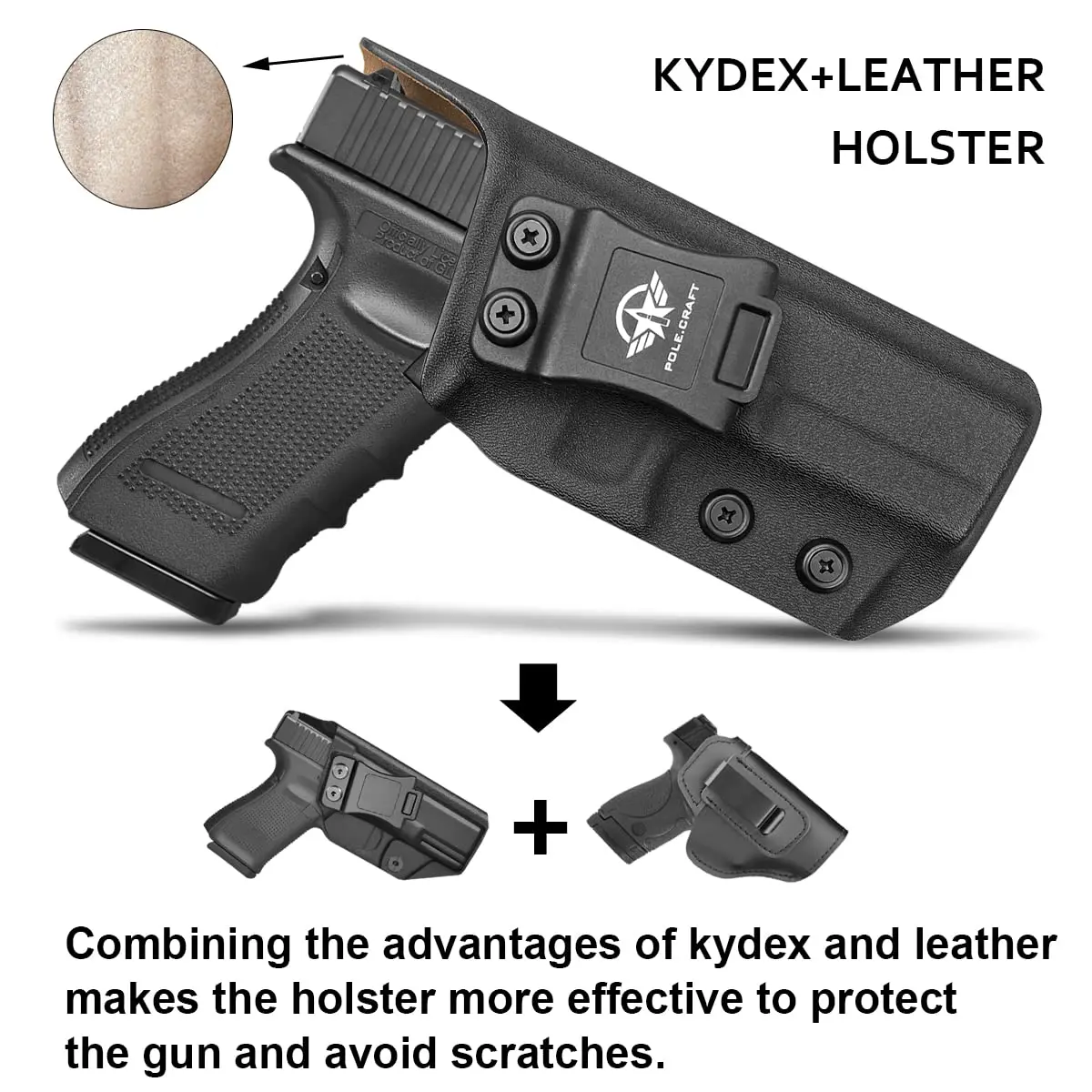Кожаная кобура IWB Kydex подходит для Glock 17 Gen 1 2 3 4 5 / 22 31 внутренний пояс скрытый