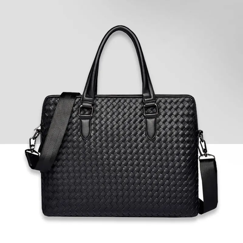 

Модная роскошная сумка через плечо для мужчин, мессенджеры из плетеной искусственной кожи, мужские сумки на плечо, вместительные дорожные тоуты для ноутбука