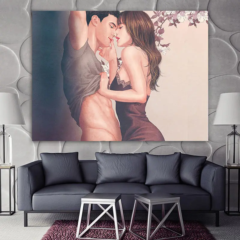 

Japanese Couple Background Hanging Cloth Student Bedroom Kawaii Tapestry Living Room Decoration House Room Decor Aesthetic