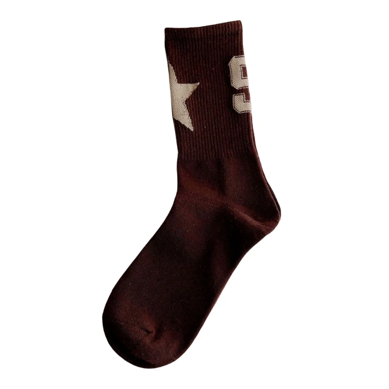 

Womens Harajuku Star Number Print Athletic Outdoor Vintage Cotton Ankle Socks