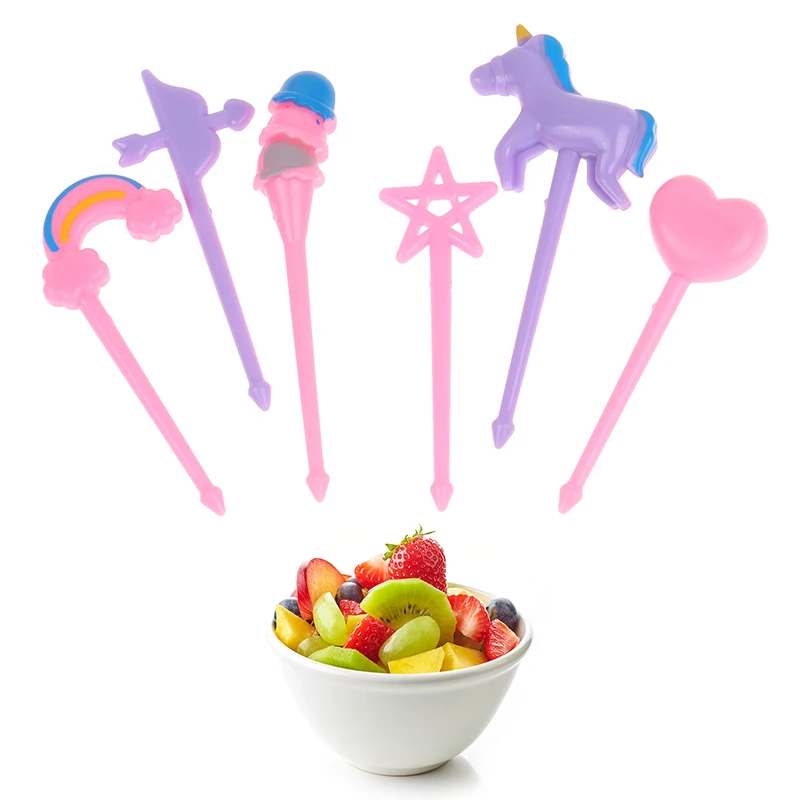

Creative Cute Fruit Fork Creative Animal Cute Unicorn Fruit Fork Set Lunch Sign Fruit Party Outdoors Picnic Cake Sign