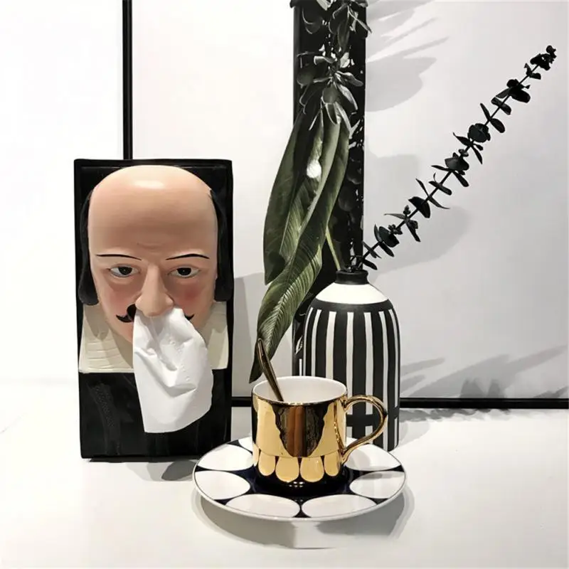 

Creative Resin Tissue Box Funny Shakespeare Tissue Holder Household Paper Towel Storage Box Toilet Home Office Tissue Case