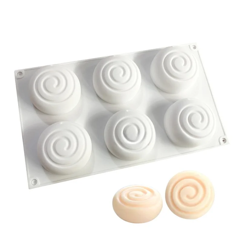 6 round Thread Holes shape silicone soap Mold ,3d bread Mousse cake mold pastry baking molud  for cake decoration