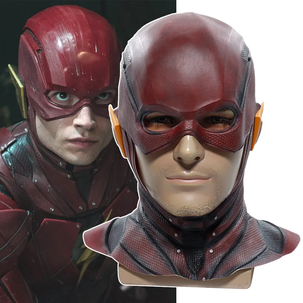 

Superhero Barry Allen Cosplay Mask Unisex Latex Red Headgear Halloween Party Accessories Props Mask Helmet