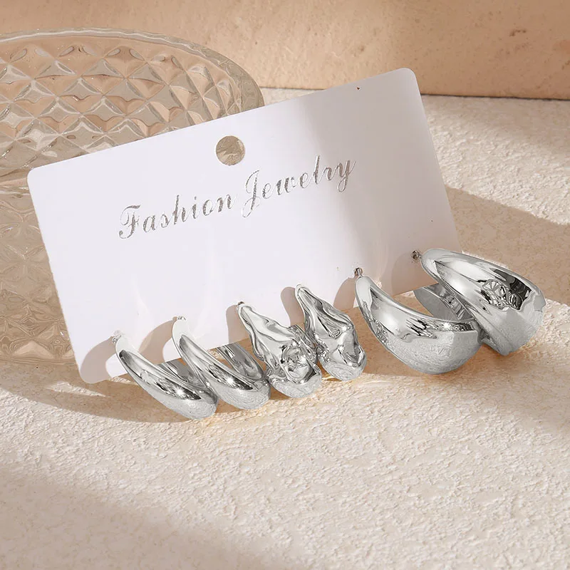 Новые модные золотистые/Серебристые витые серьги-кольца в форме буквы с