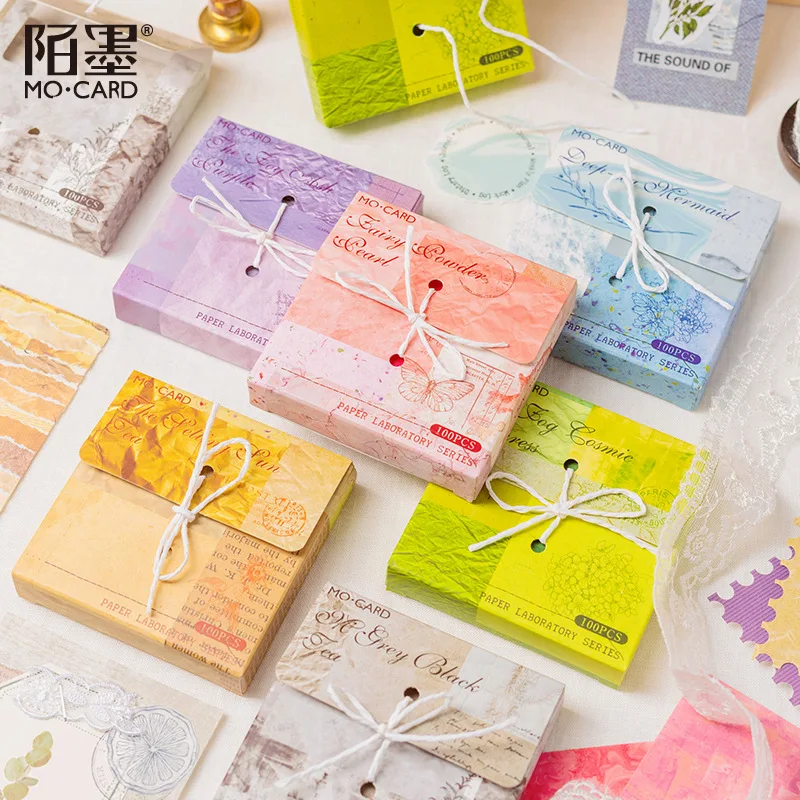 

JIANWU 100 Pcs Retro Material Memo Pads Cute Colorful DIY Journal Scrapbooking Decorative Sticky Notes Paper Kawaii Stationery