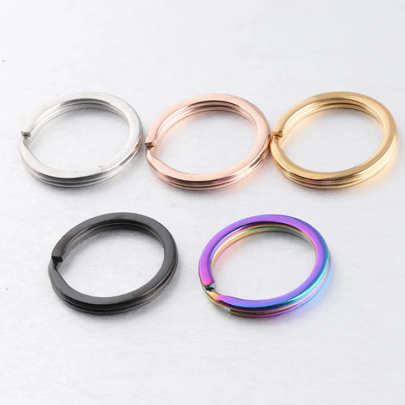 

10pcs Stainless Steel Keyrings Round Flat Line Key Holder Rings Split Key Rings for Keychain Clasps Connector Jewelry Making DIY